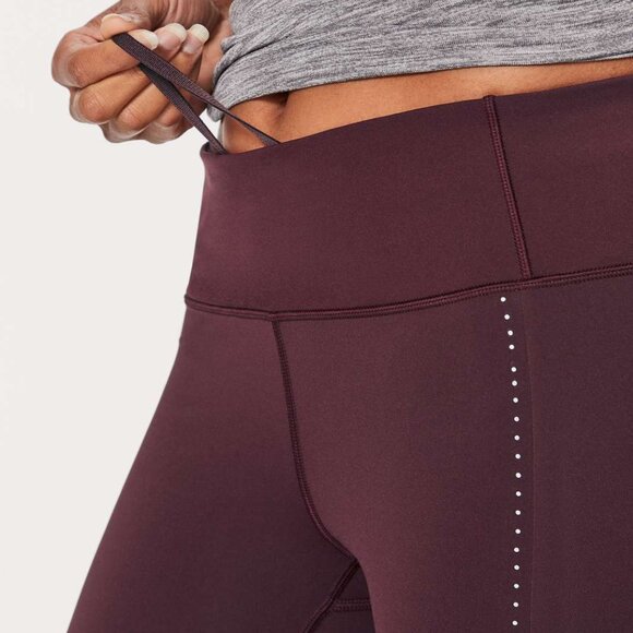 Lululemon Extra Mile Crop (Reflective 23") - Full-On® Luxteme in Garnet, Size 4 - Picture 14 of 16